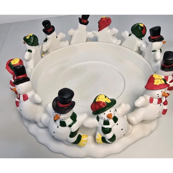Partylite Frolicking Frostys Ring Of 12 Snowmen Candle Holder Christmas - Picture 3 of 6